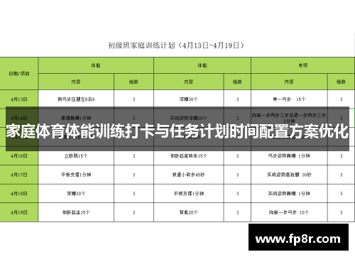 家庭体育体能训练打卡与任务计划时间配置方案优化